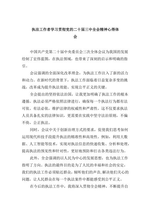 （11篇）执法工作者学习贯彻党的二十三中全会精神心得体会（精选）.docx