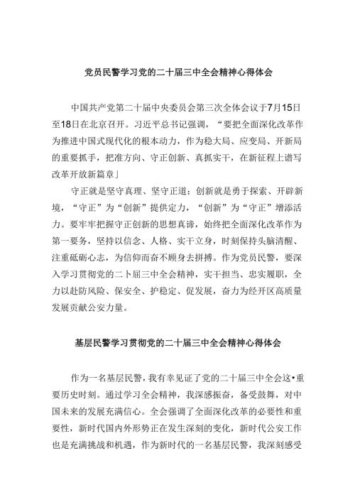 党员民警学习党的二十三中全会精神心得体会8篇（精选）.docx