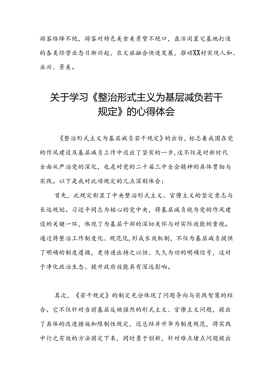 村干部学习《整治形式主义为基层减负若干规定》的心得体会四篇.docx_第2页