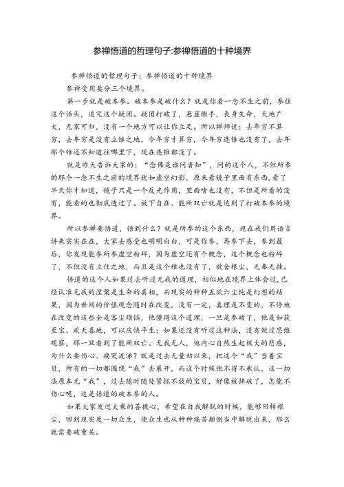 参禅悟道的哲理句子参禅悟道的十种境界.docx