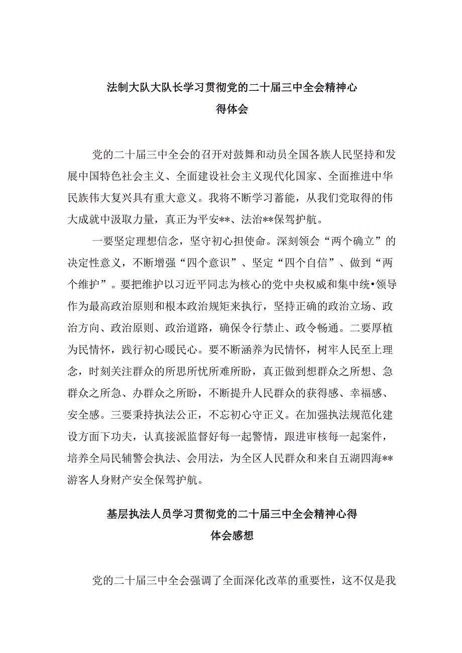 （11篇）法制大队大队长学习贯彻党的二十三中全会精神心得体会（精选）.docx_第1页
