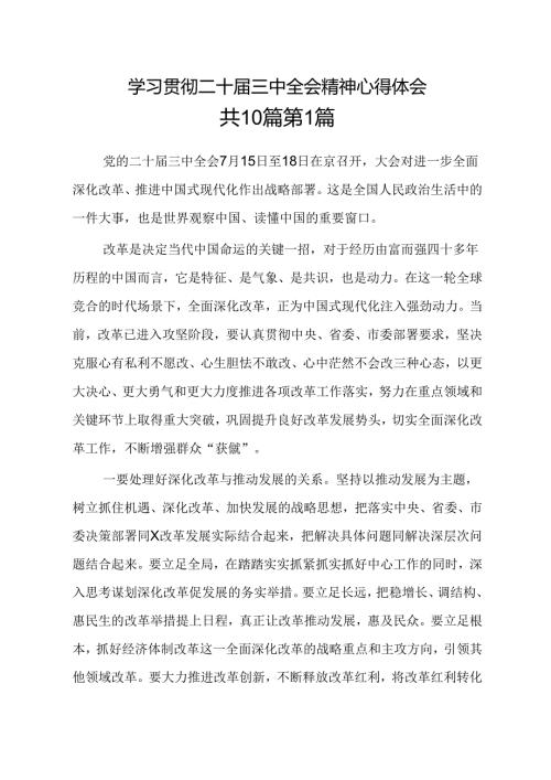 （10篇）学习贯彻二十三中全会精神心得体会.docx
