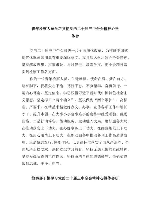 青年检察人员学习贯彻党的二十三中全会精神心得体会8篇（精选）.docx