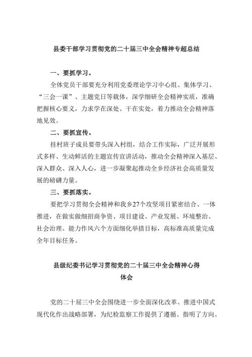 （11篇）县委干部学习贯彻党的二十三中全会精神专题总结（精选）.docx