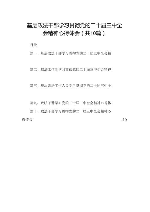 （10篇）基层政法干部学习贯彻党的二十三中全会精神心得体会模板.docx