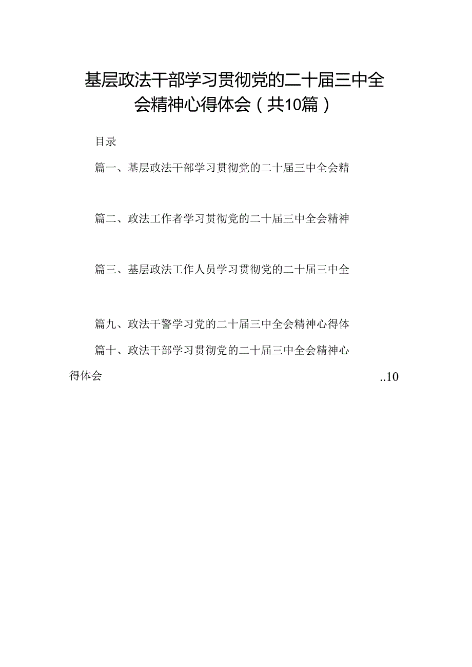 （10篇）基层政法干部学习贯彻党的二十三中全会精神心得体会模板.docx_第1页