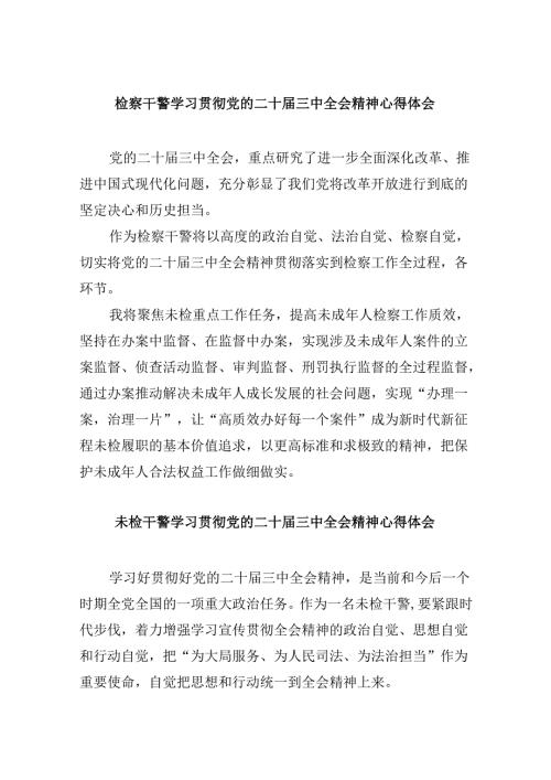 检察干警学习贯彻党的二十三中全会精神心得体会范本8篇（最新版）.docx