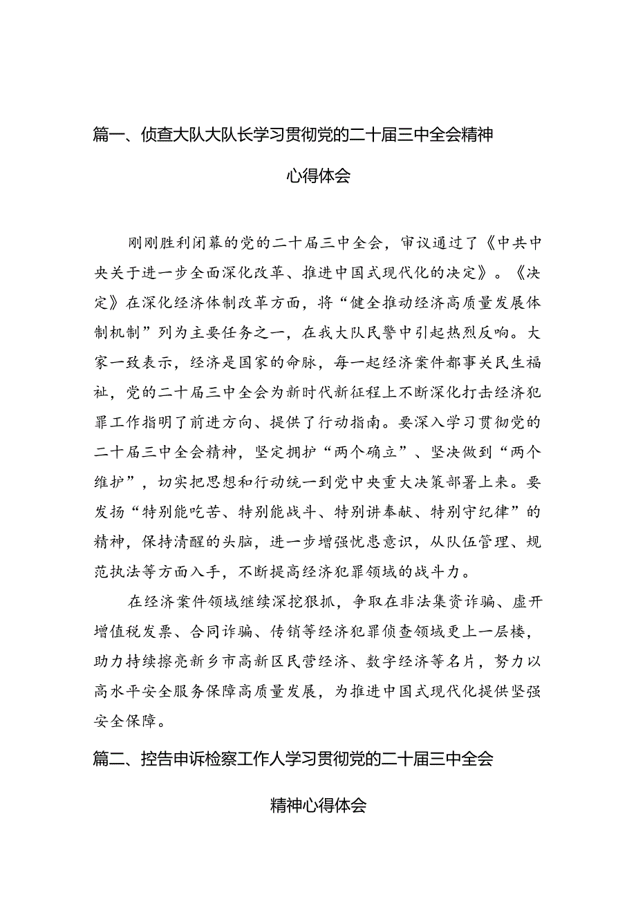 （10篇）侦查大队大队长学习贯彻党的二十三中全会精神心得体会（详细版）.docx_第2页