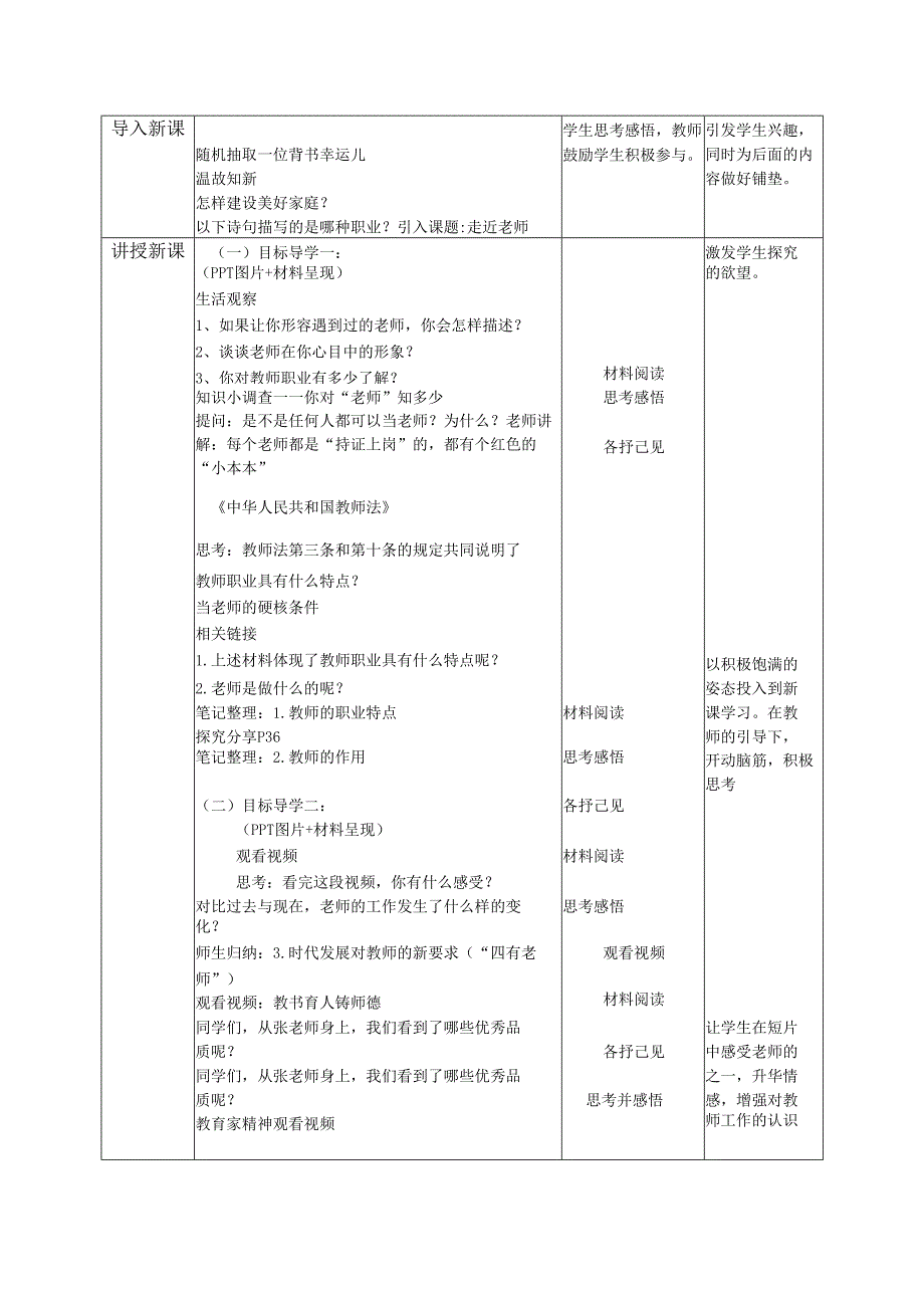 部编道德与法治七年级上册第五课《5.1走近老师》 教学设计.docx_第2页