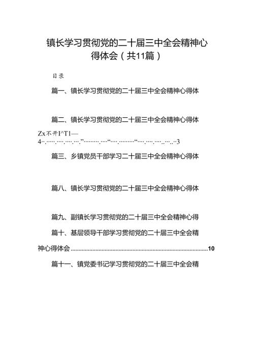 （11篇）镇长学习贯彻党的二十三中全会精神心得体会精品.docx