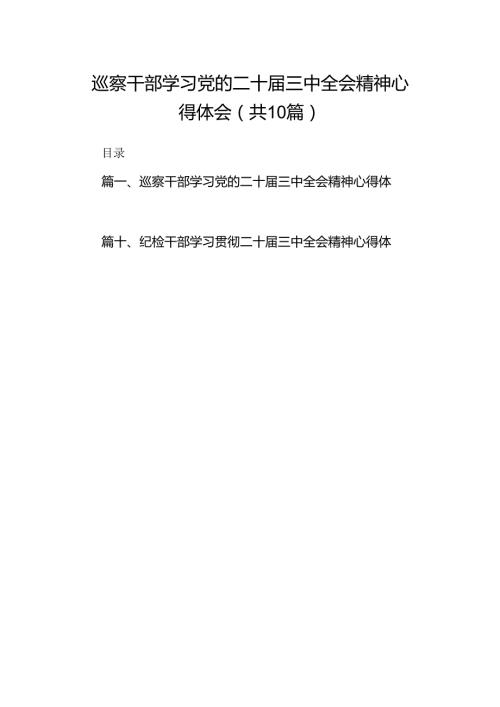 （10篇）巡察干部学习党的二十三中全会精神心得体会参考范文.docx