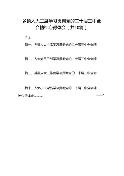 乡镇人大主席学习贯彻党的二十三中全会精神心得体会10篇（精选）.docx