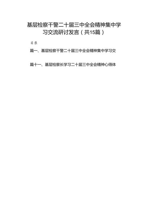 （15篇）基层检察干警二十三中全会精神集中学习交流研讨发言（详细版）.docx