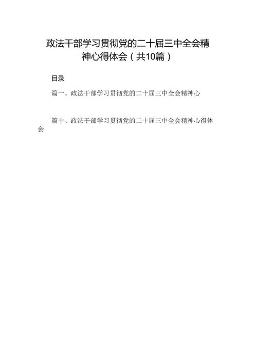 （10篇）政法干部学习贯彻党的二十三中全会精神心得体会（最新版）.docx