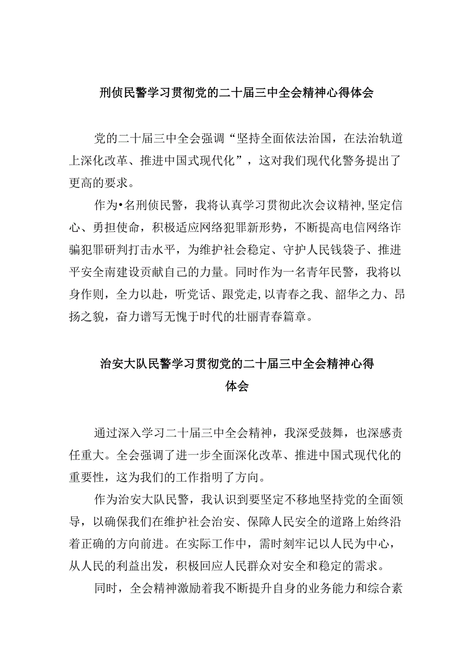 （11篇）刑侦民警学习贯彻党的二十三中全会精神心得体会优选.docx_第1页