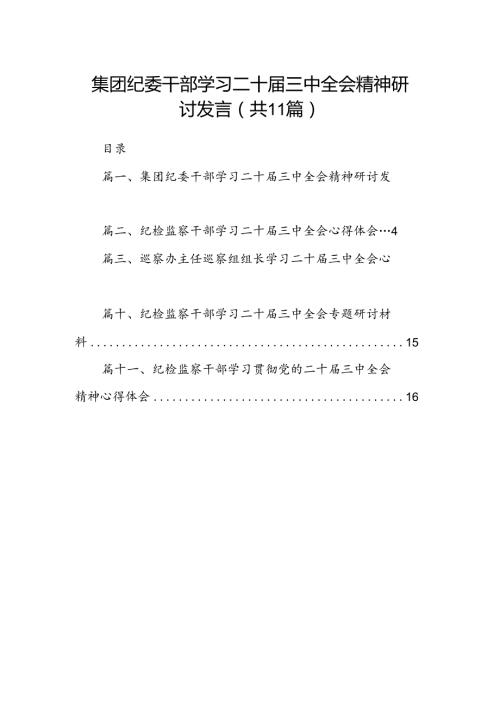 （11篇）集团纪委干部学习二十三中全会精神研讨发言（精选）.docx
