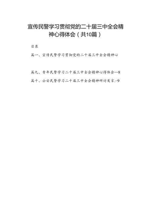（10篇）宣传民警学习贯彻党的二十三中全会精神心得体会（详细版）.docx