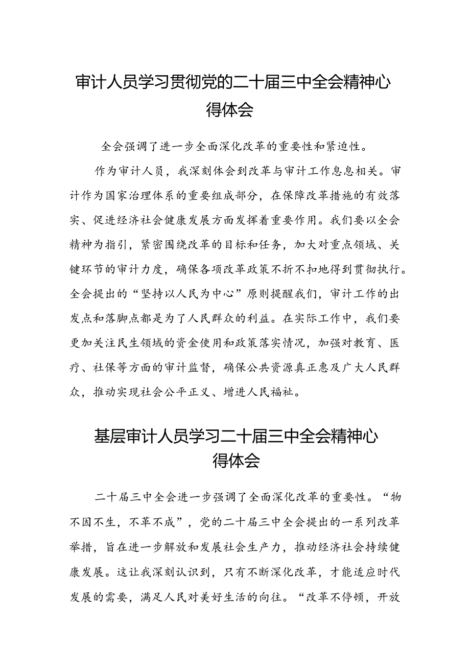 (5篇)审计人员学习贯彻党的二十三中全会精神心得体会范文.docx_第1页