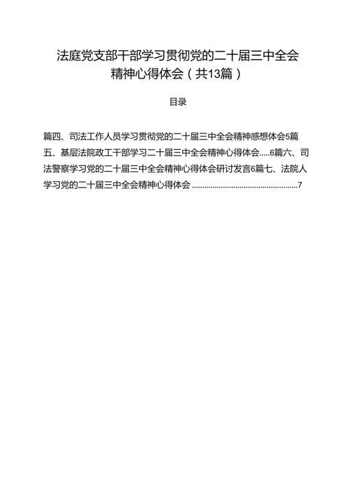 （13篇）法庭党支部干部学习贯彻党的二十三中全会精神心得体会（详细版）.docx