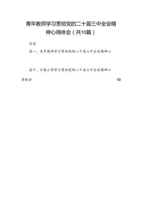 青年教师学习贯彻党的二十三中全会精神心得体会10篇（精选）.docx