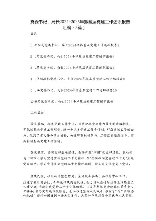 党委书记、局长20242025年抓基层党建工作述职报告汇编（5篇）.docx
