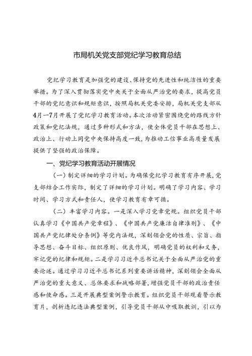 2024年党支部党纪学习教育工作总结报告.docx