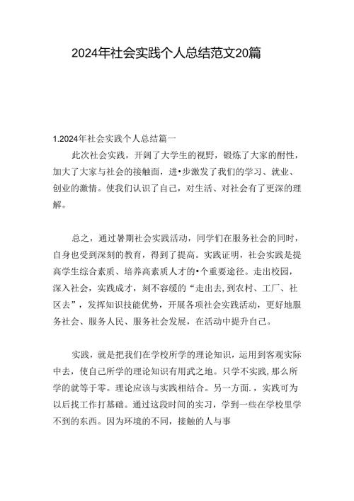 2024年社会实践个人总结范文20篇.docx