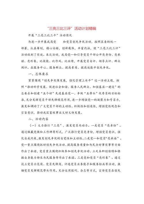 “三亮三比三评活动计划精编3篇.docx