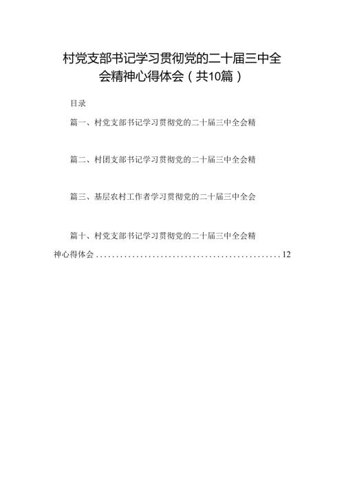 （10篇）村党支部书记学习贯彻党的二十三中全会精神心得体会合计.docx