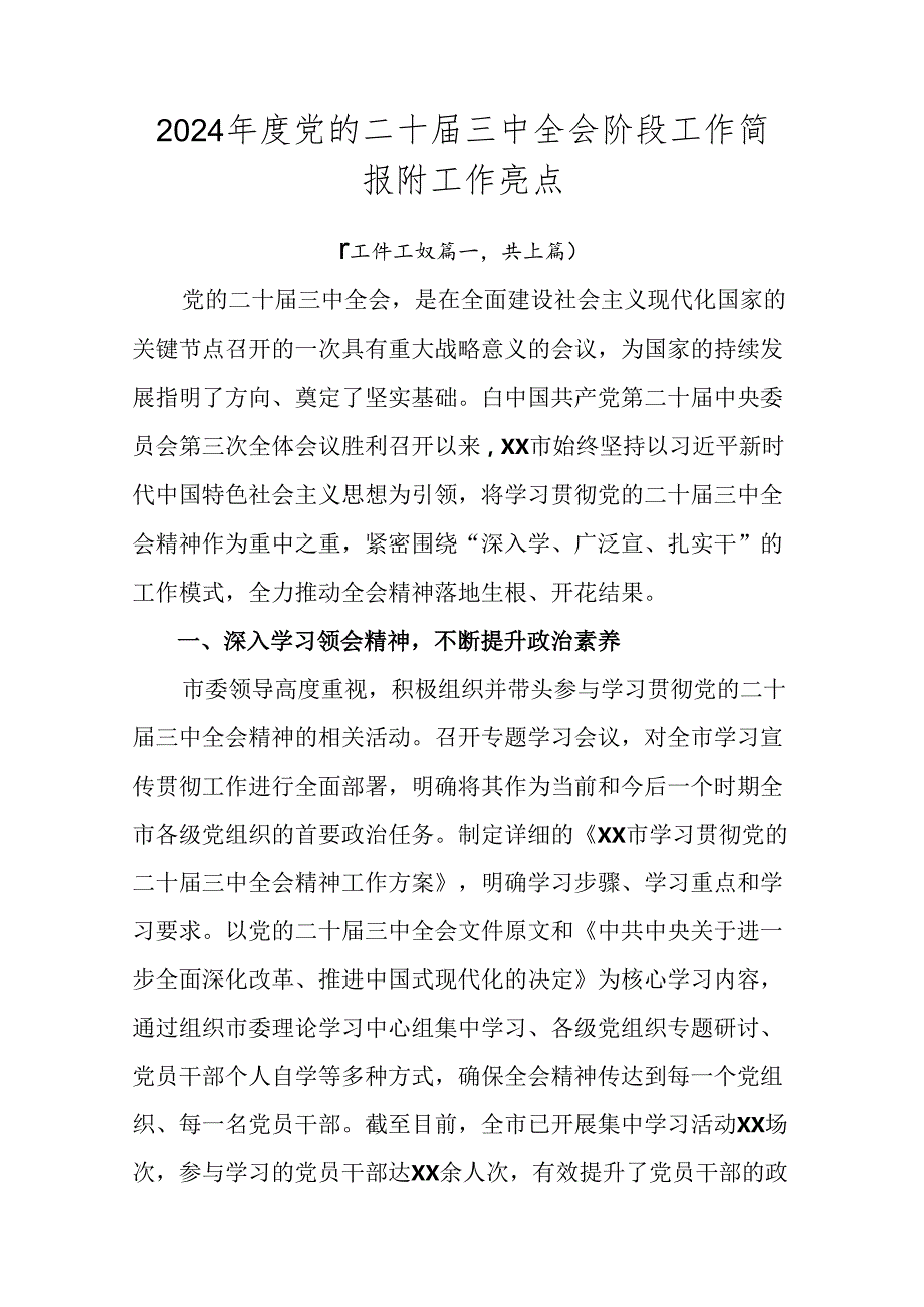 2024党的二十三中全会阶段工作简报附工作亮点.docx_第1页