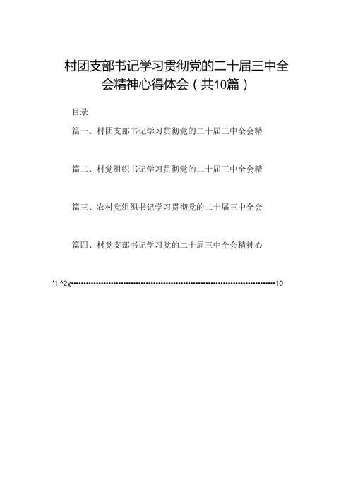 （10篇）村团支部书记学习贯彻党的二十三中全会精神心得体会（最新版）.docx