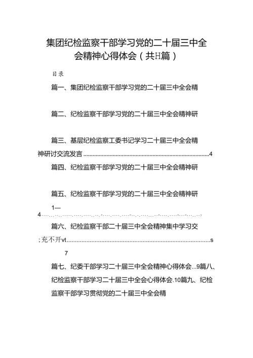 （11篇）集团纪检监察干部学习党的二十三中全会精神心得体会（精选）.docx