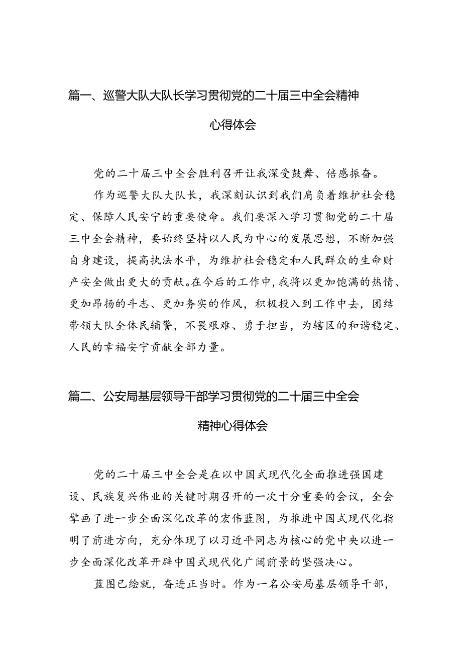 （10篇）巡警大队大队长学习贯彻党的二十三中全会精神心得体会（详细版）.docx_第2页