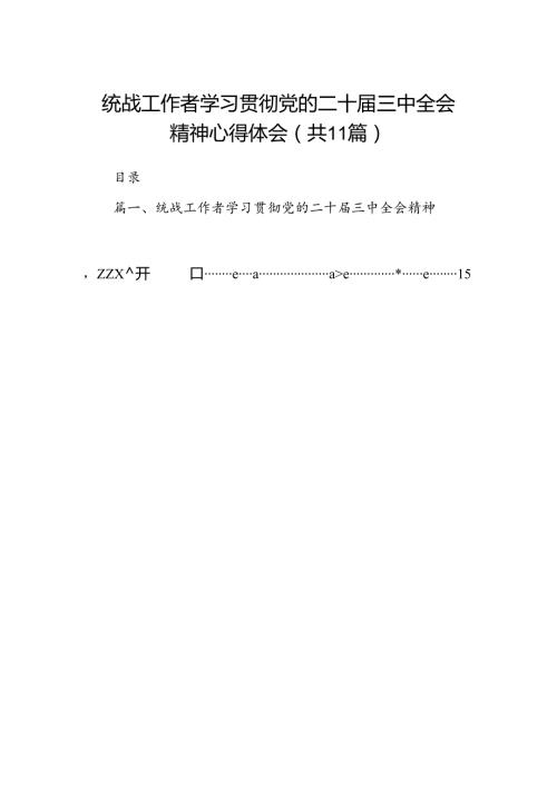 （11篇）统战工作者学习贯彻党的二十三中全会精神心得体会范文.docx