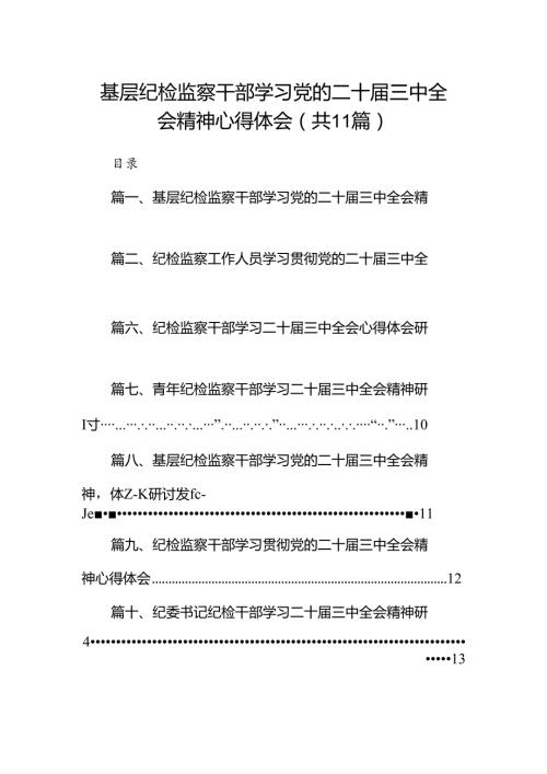 （11篇）基层纪检监察干部学习党的二十三中全会精神心得体会集合.docx
