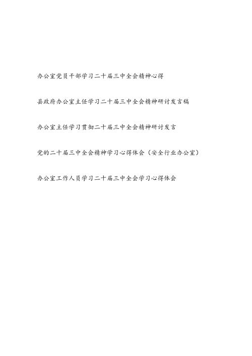 办公室主任党员干部工作人员学习党的二十三中全会精神心得体会研讨发言5篇.docx