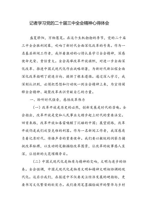 记者学习党的二十三中全会精神心得体会研讨发言.docx