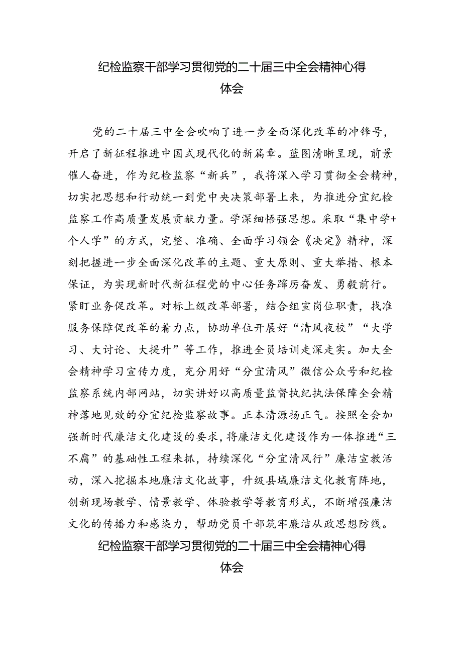 基层纪检监察机关干部学习党的二十三中全会精神心得体会（共五篇）.docx_第2页