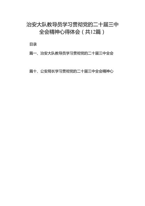 治安大队教导员学习贯彻党的二十三中全会精神心得体会（共12篇）.docx