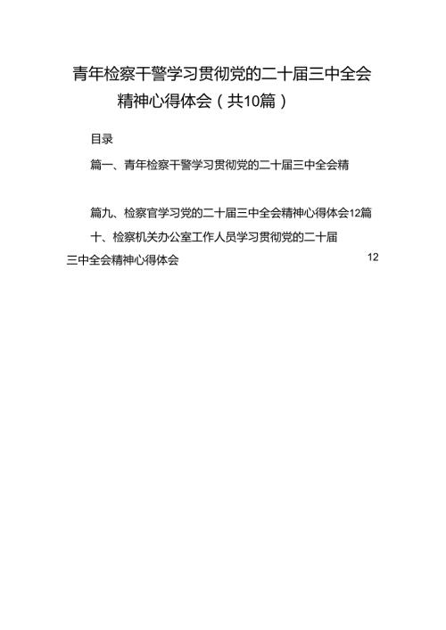 青年检察干警学习贯彻党的二十三中全会精神心得体会(10篇集合).docx