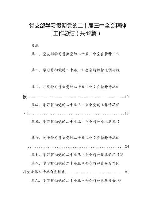 （12篇）党支部学习贯彻党的二十三中全会精神工作总结（精选）.docx