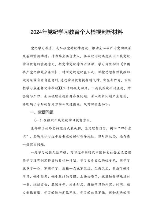 最新版2024年党纪学习教育检视问题对照检查发言材料十四篇.docx