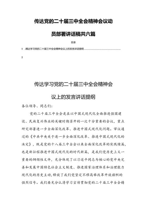 传达党的二十三中全会精神会议动员部署讲话稿共六篇.docx