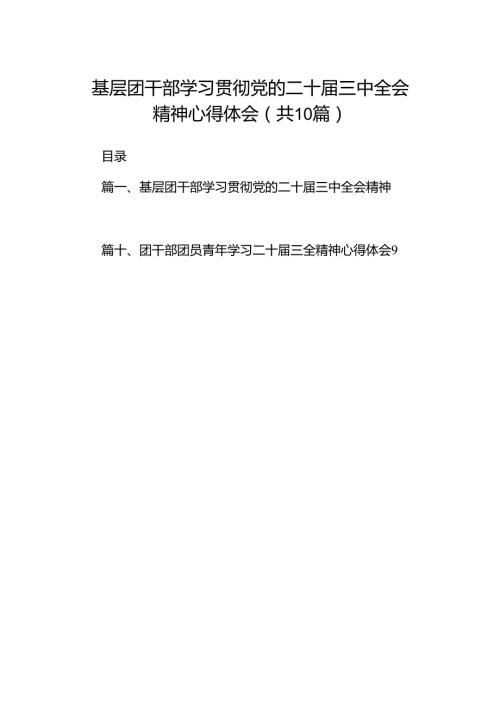 基层团干部学习贯彻党的二十三中全会精神心得体会范文10篇（最新版）.docx