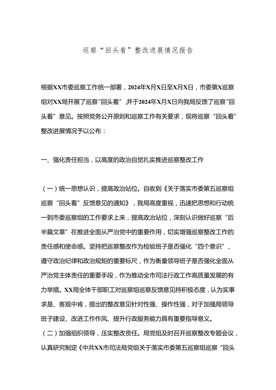 巡察“回头看”整改进展情况报告.docx_第1页