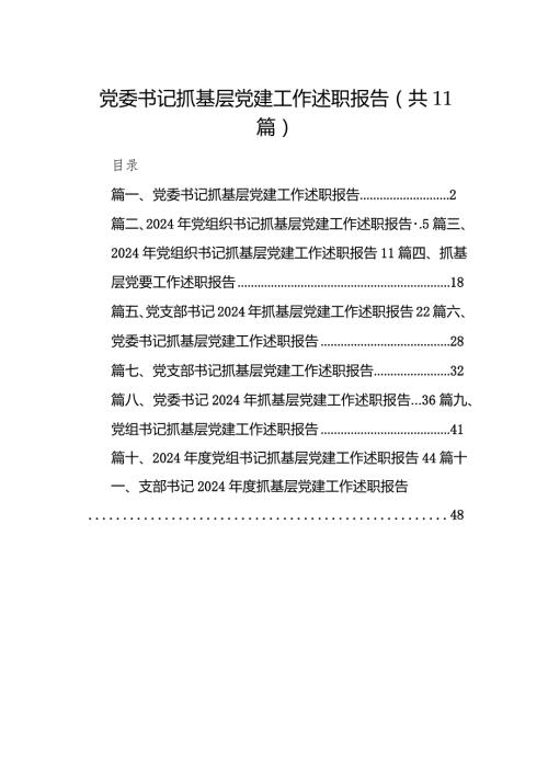 2024党委书记抓基层党建工作述职报告11篇（精选版）.docx
