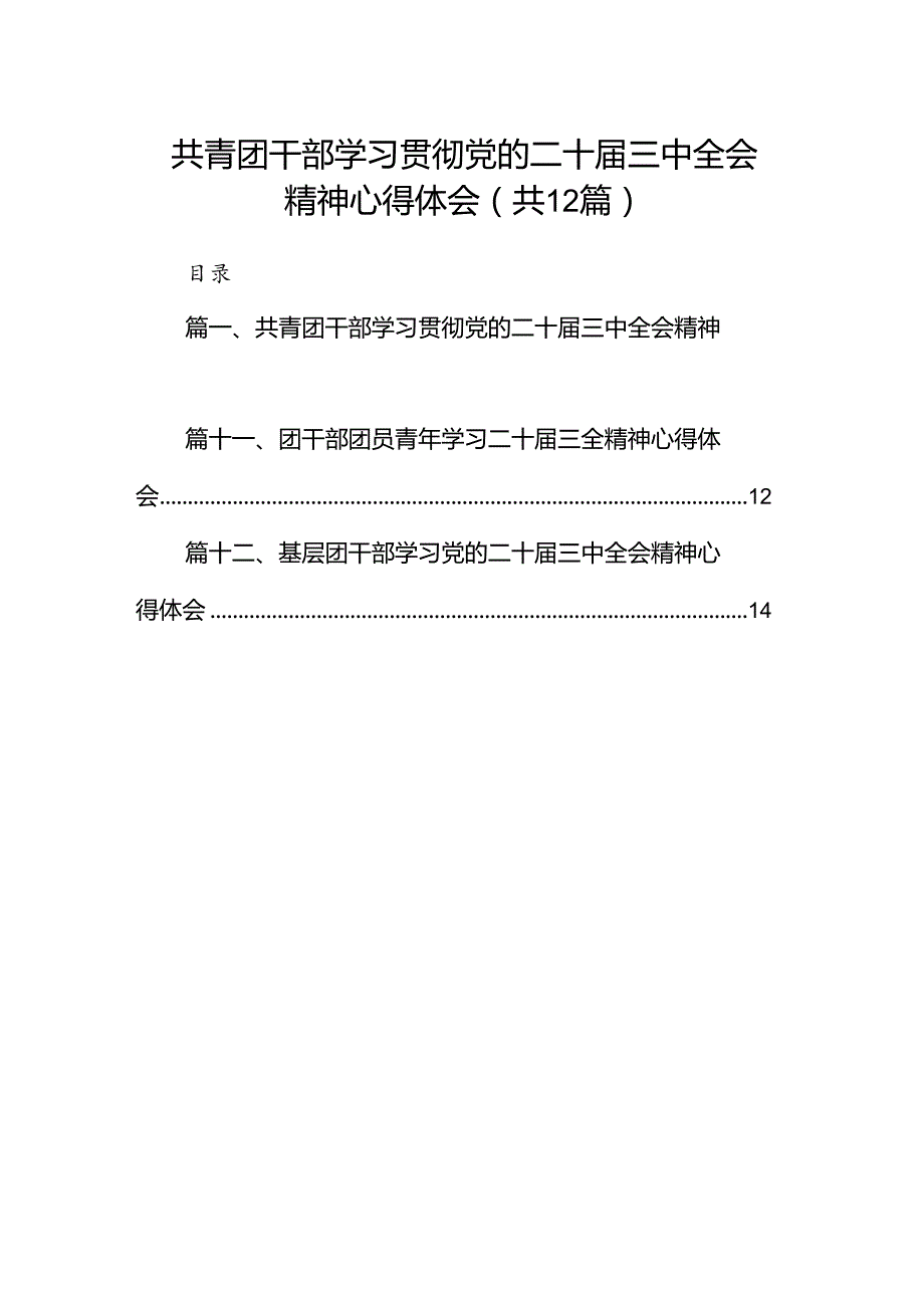 共青团干部学习贯彻党的二十三中全会精神心得体会 （汇编12份）.docx_第1页