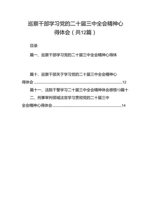 巡察干部学习党的二十三中全会精神心得体会（共12篇选择）.docx