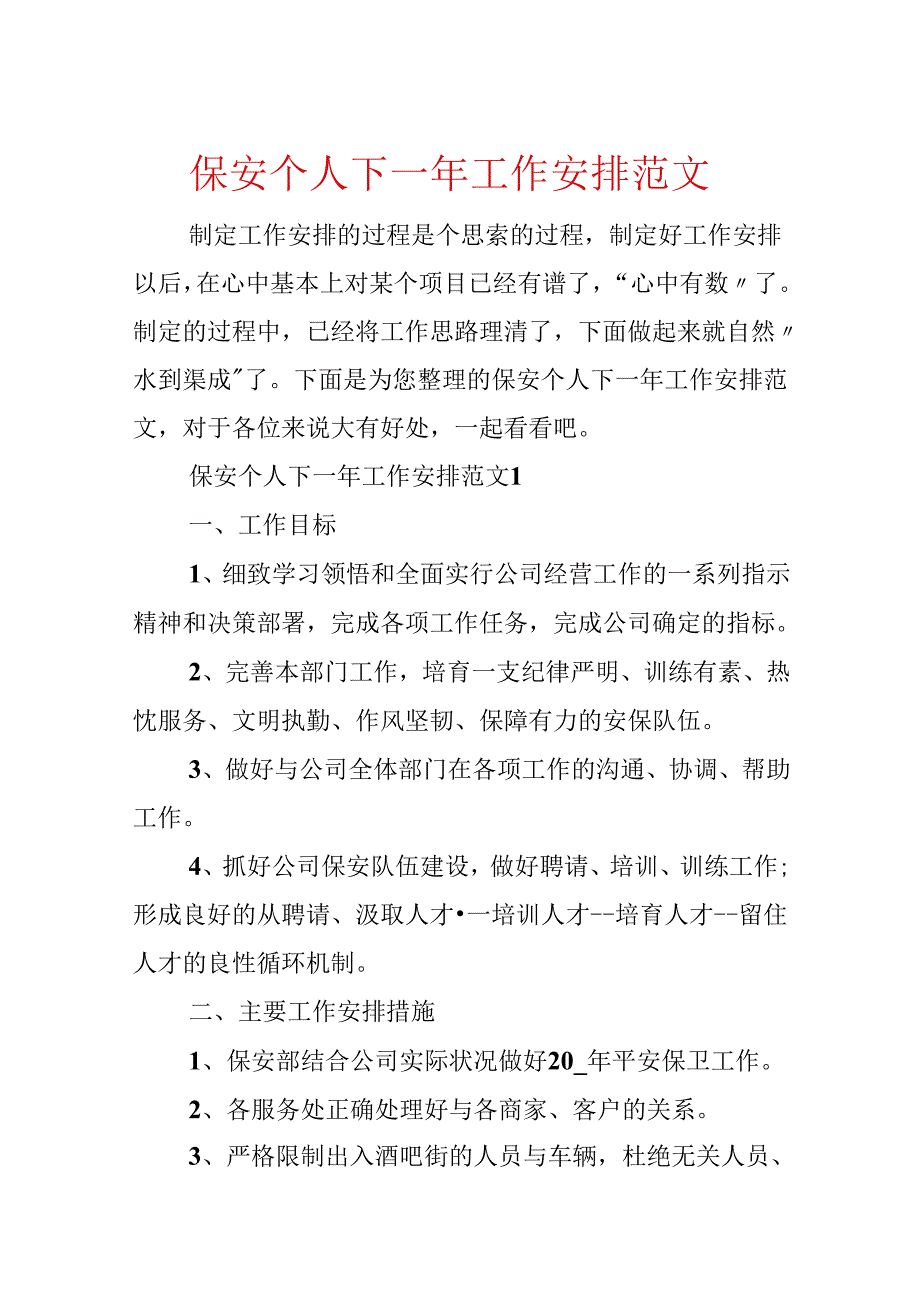 保安个人下一年工作计划范文.docx_第1页