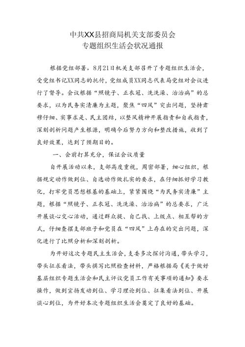 党支部专题组织生活会通报.docx